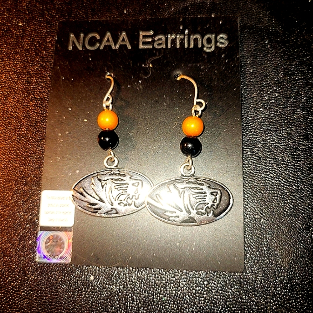 Silver and Black NCAA Earrings